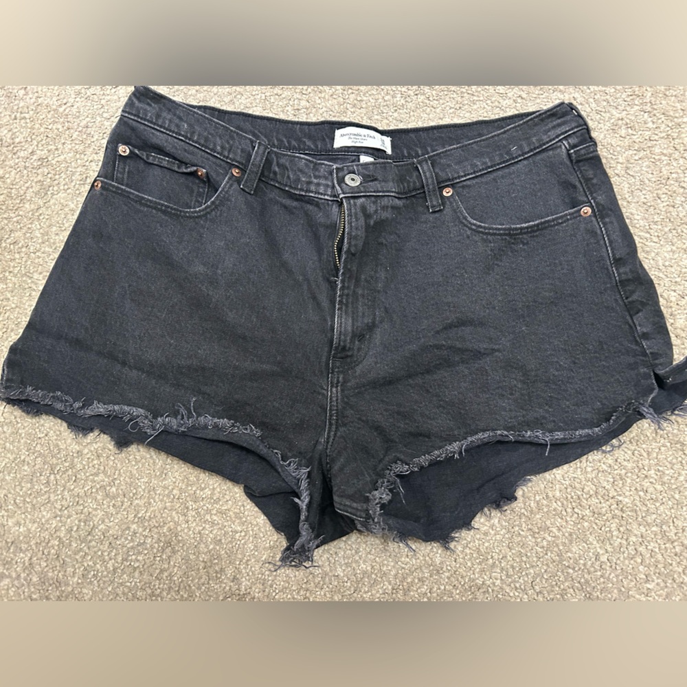 Abercrombie & Fitch faded black mom curve love jean shorts. Size 34
